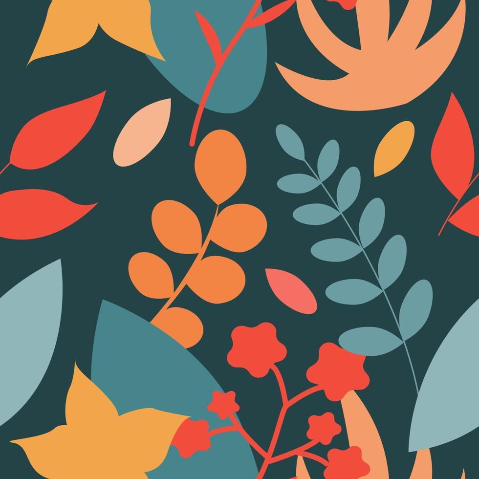 Vector seamless pattern piatto di piante in autunno colori retrò