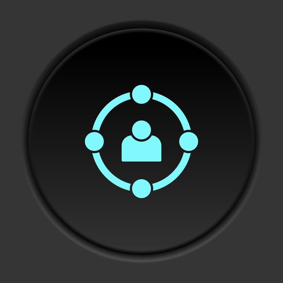 il giro pulsante icona, abilità, utenti, avatar. pulsante bandiera il giro, distintivo interfaccia per applicazione illustrazione su buio sfondo vettore