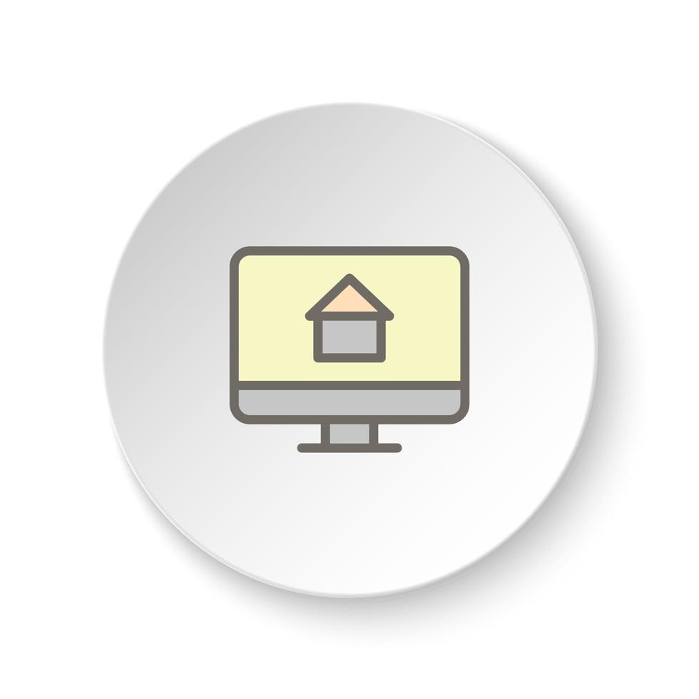 il giro pulsante per ragnatela icona, computer, casa. pulsante bandiera il giro, distintivo interfaccia per applicazione illustrazione su bianca sfondo vettore