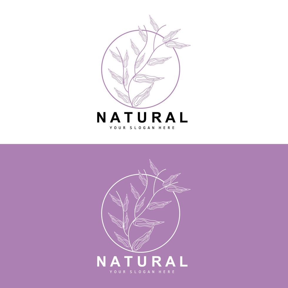 semplice botanico foglia e fiore logo, vettore naturale linea stile, decorazione disegno, striscione, volantino, nozze invito, e Prodotto il branding