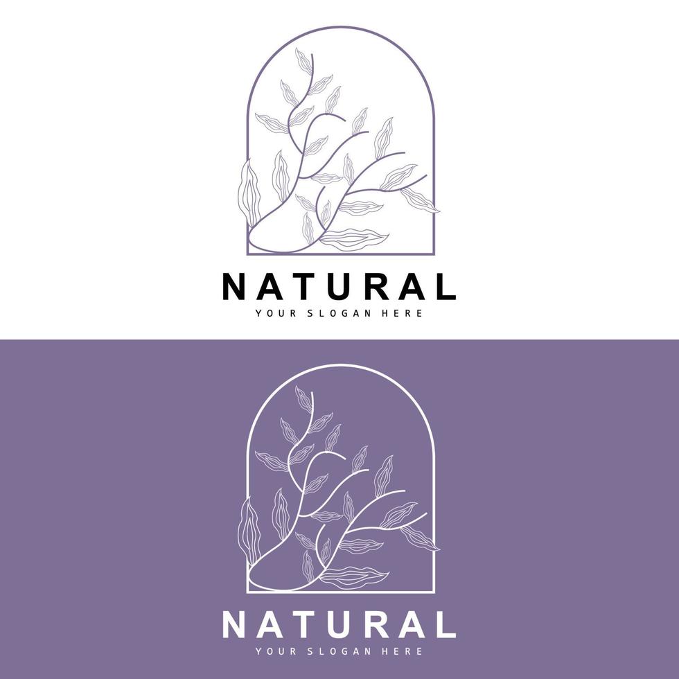 semplice botanico foglia e fiore logo, vettore naturale linea stile, decorazione disegno, striscione, volantino, nozze invito, e Prodotto il branding