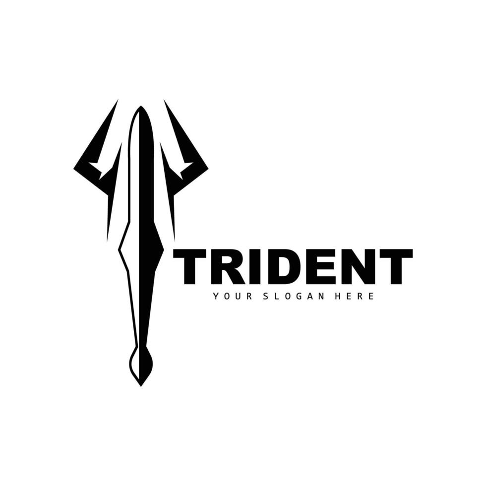 tridente logo, vettore Magia lancia di poseidon Nettuno, tritone re disegno, modello icona marca illustrazione