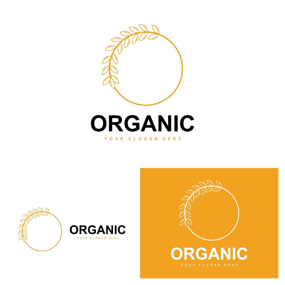 Grano riso logo, agricolo biologico impianti vettore, lusso design d'oro forno ingredienti vettore