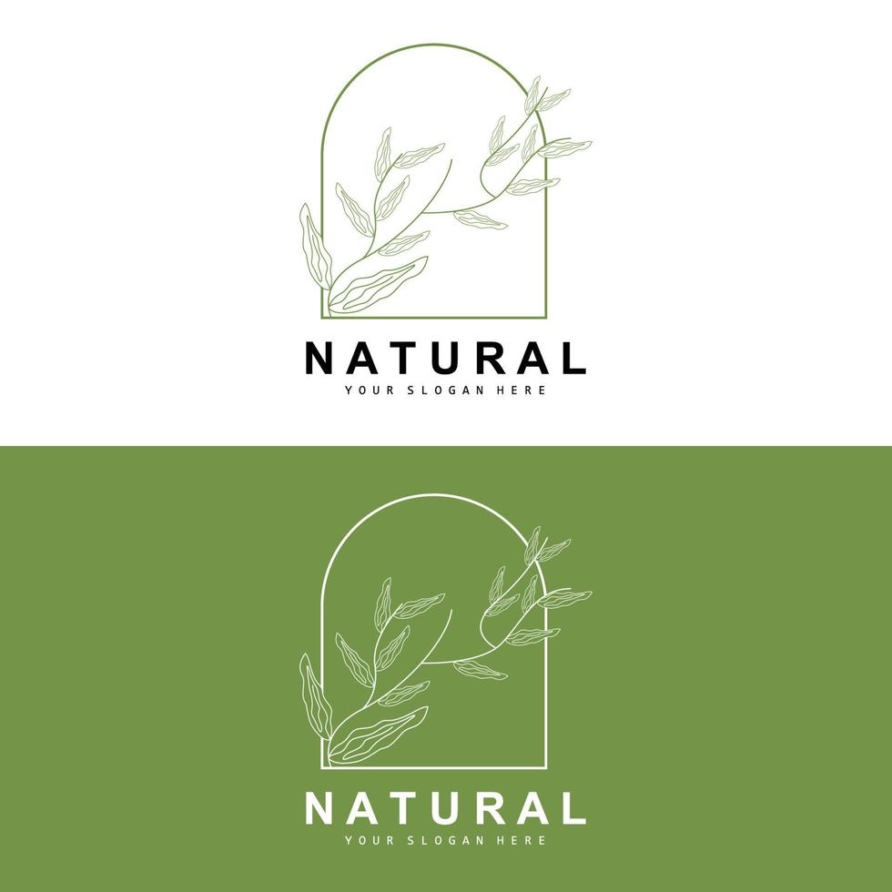 semplice botanico foglia e fiore logo, vettore naturale linea stile, decorazione disegno, striscione, volantino, nozze invito, e Prodotto il branding