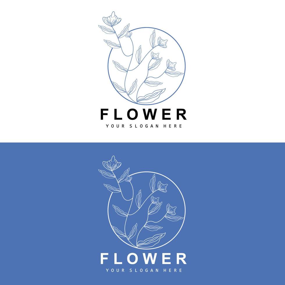 semplice botanico foglia e fiore logo, vettore naturale linea stile, decorazione disegno, striscione, volantino, nozze invito, e Prodotto il branding