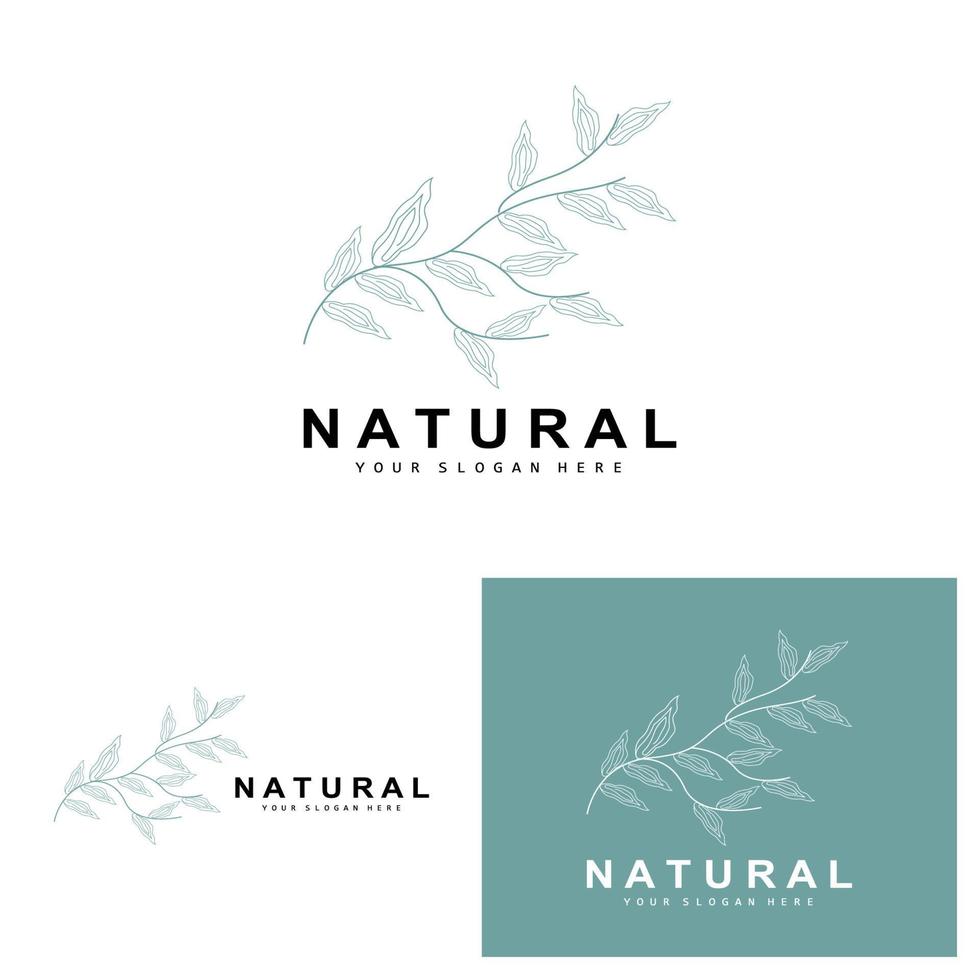 semplice botanico foglia e fiore logo, vettore naturale linea stile, decorazione disegno, striscione, volantino, nozze invito, e Prodotto il branding