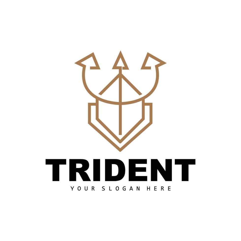 tridente logo, vettore Magia lancia di poseidon Nettuno, tritone re disegno, modello icona marca illustrazione