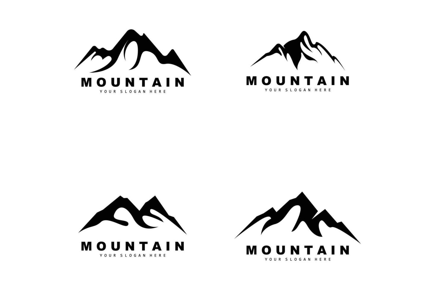 design del logo di montagna, luogo vettoriale per escursionisti amanti della natura