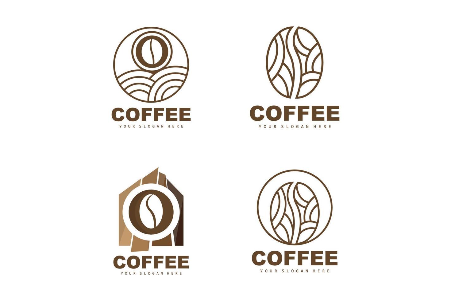 caffè fagiolo bevanda logo design nel Marrone colore vettore illustrazione