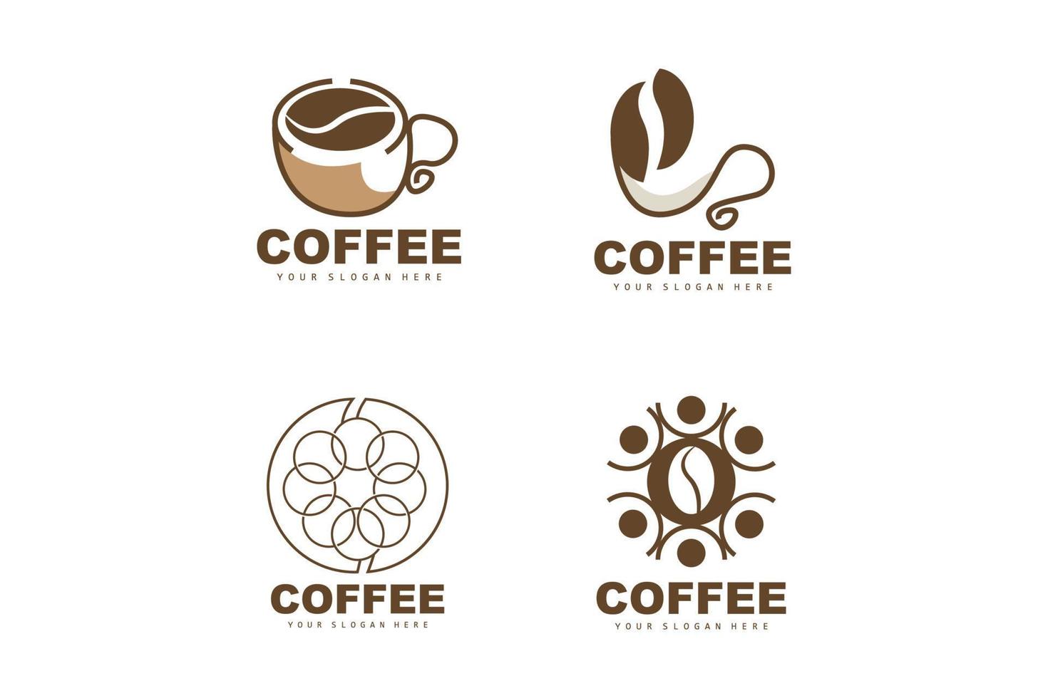 caffè fagiolo bevanda logo design nel Marrone colore vettore illustrazione