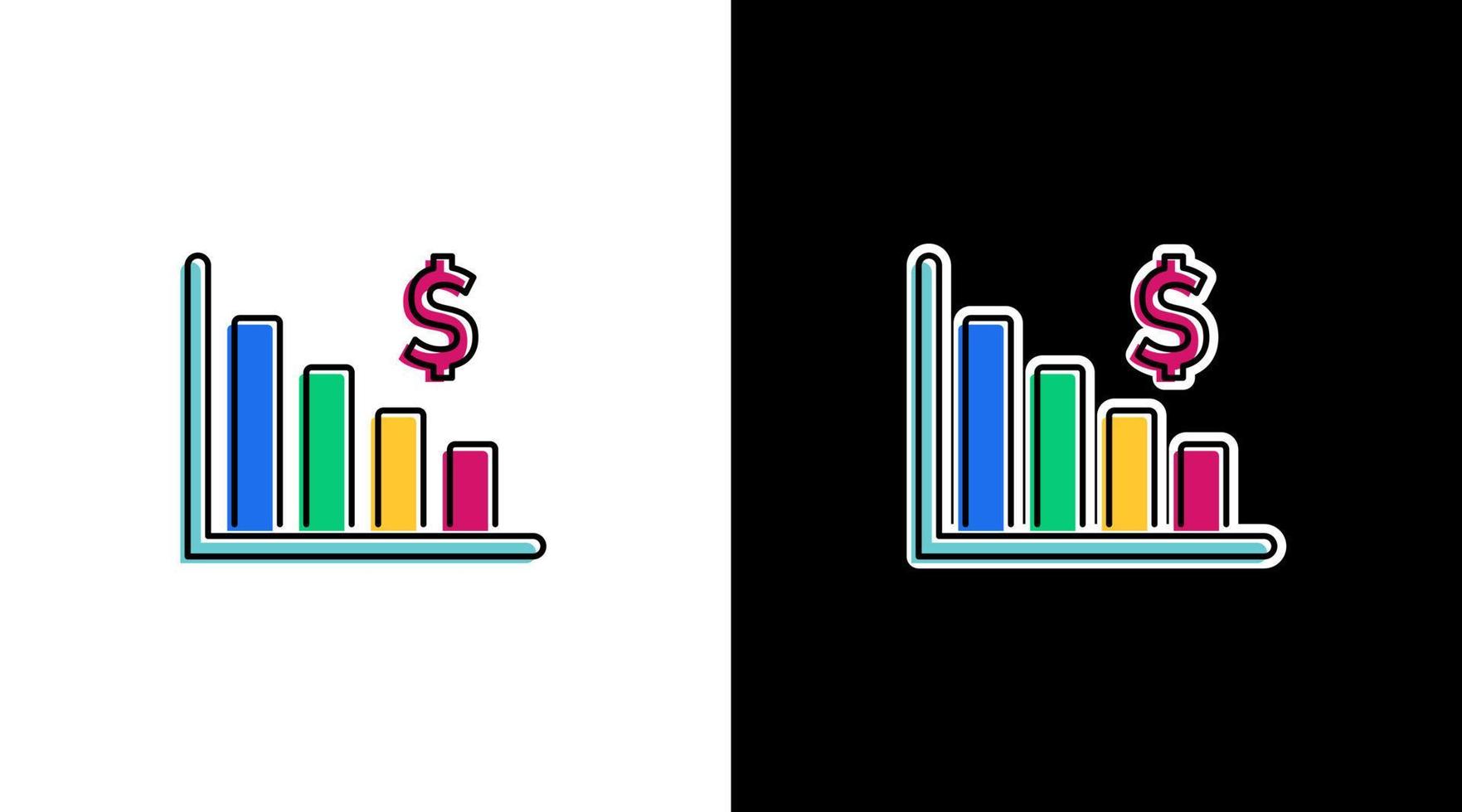 i saldi azione giù i soldi marketing Infografica dati analisi colorato icona design grafico bar percentuale vettore