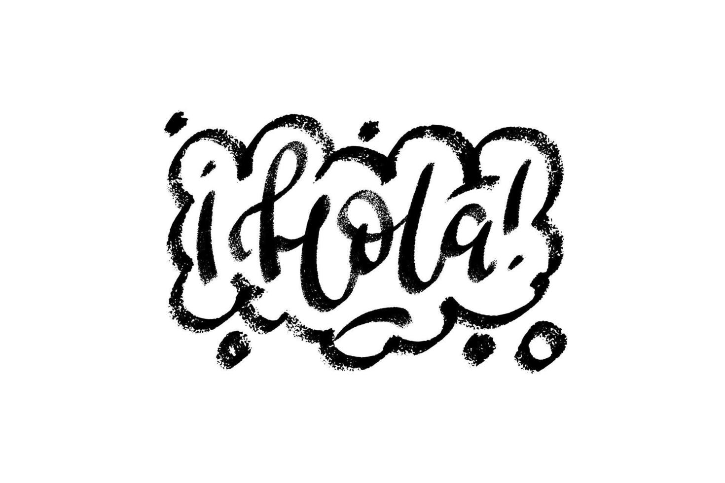 hola parola quale si intende Ciao nel spagnolo discorso bolla icona simbolo. ragnatela design. etichetta design. mano disegnato vettore lettering uno colore struttura Immagine.