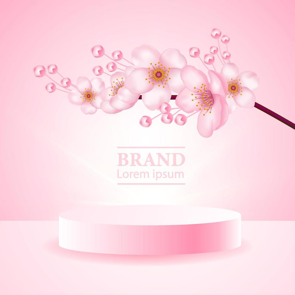 ciliegia fiore, sakura ramo con rosa fiori illustrazione. vettore