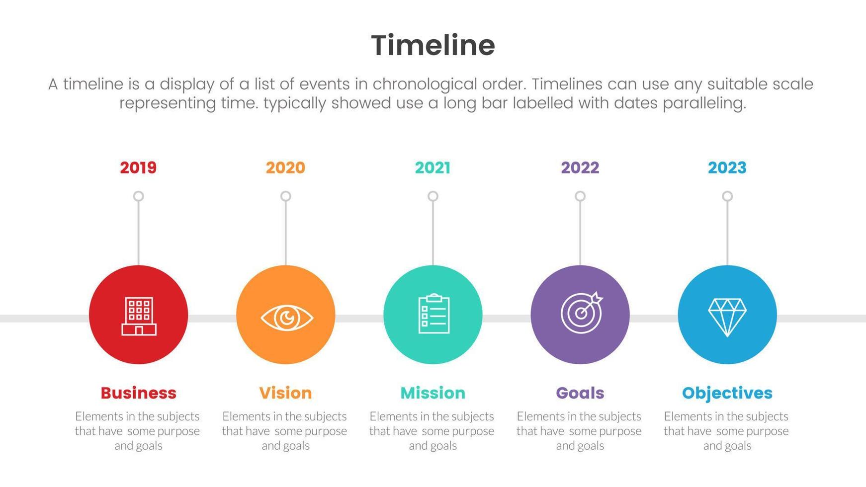 sequenza temporale impostato di punto Infografica con cerchio giusto direzione concetto per diapositiva presentazione modello bandiera vettore