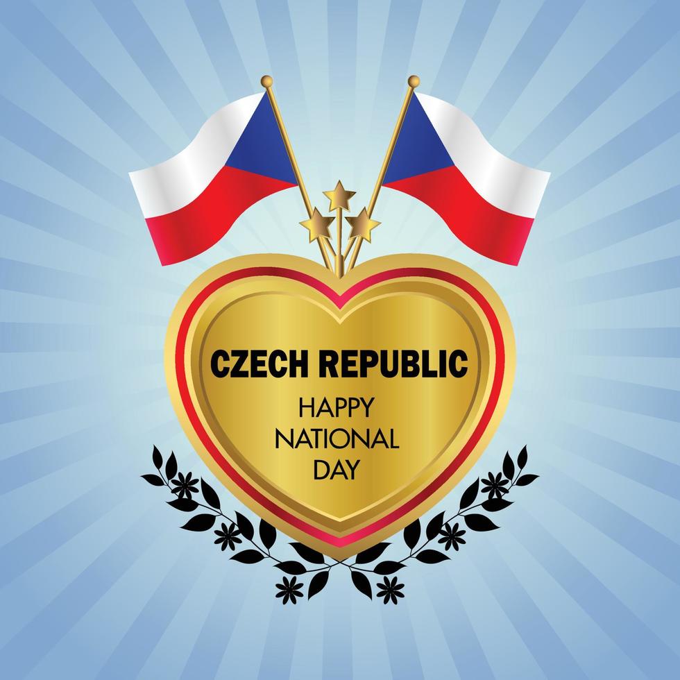 ceco repubblica bandiera indipendenza giorno con oro cuore vettore