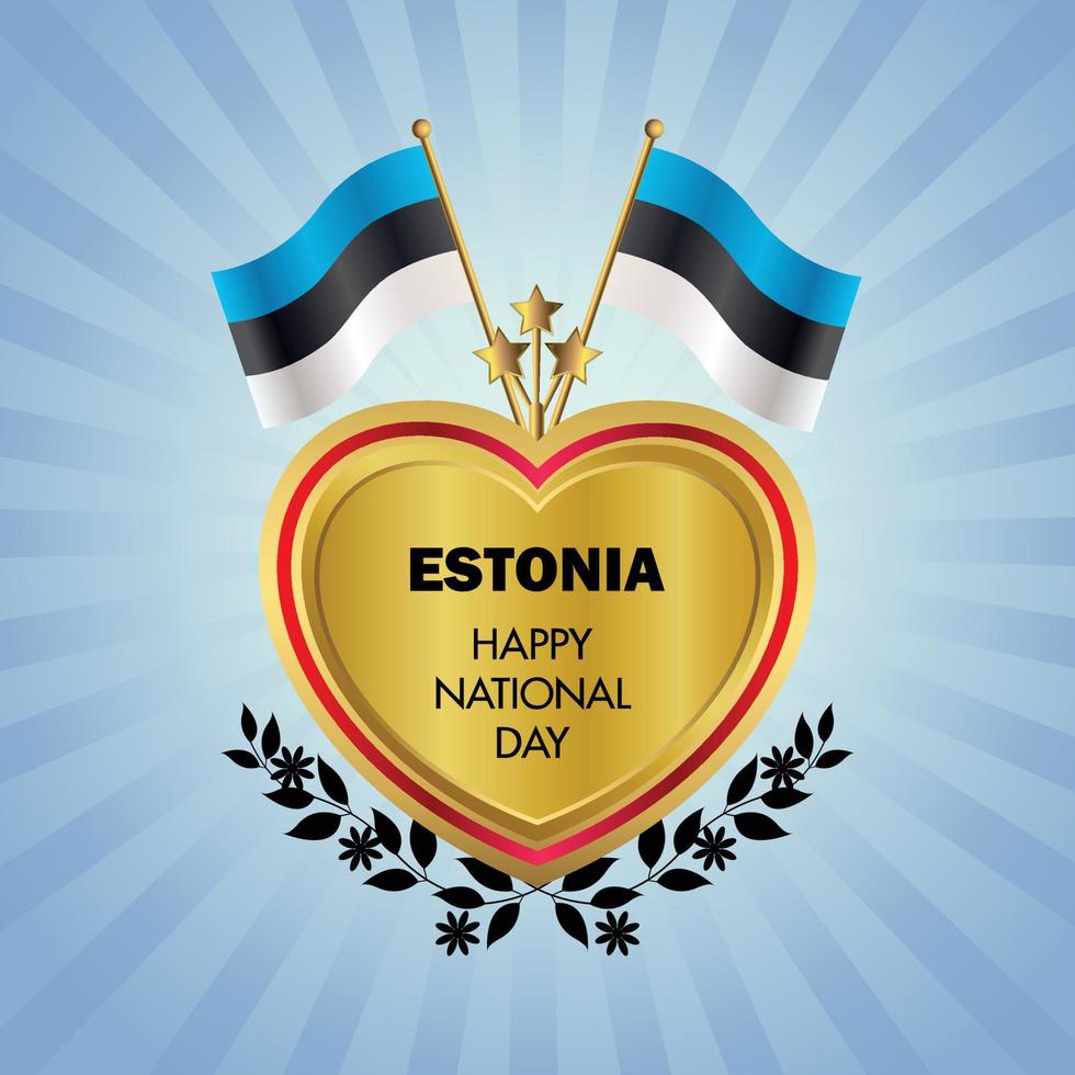 Estonia bandiera indipendenza giorno con oro cuore vettore