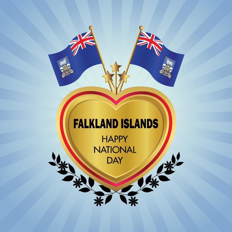 falkland isole bandiera indipendenza giorno con oro cuore vettore
