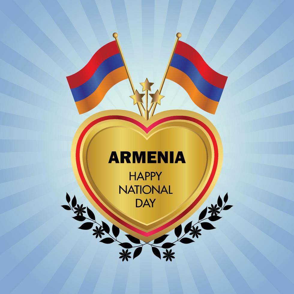 Armenia bandiera indipendenza giorno con oro cuore vettore