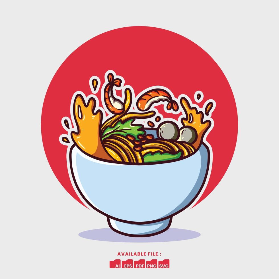 mano disegnato carino ramen illustrazione vettore