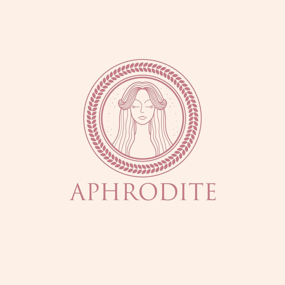 Afrodite logo design. antico dea emblema. lusso logo per bellezza industria. vettore