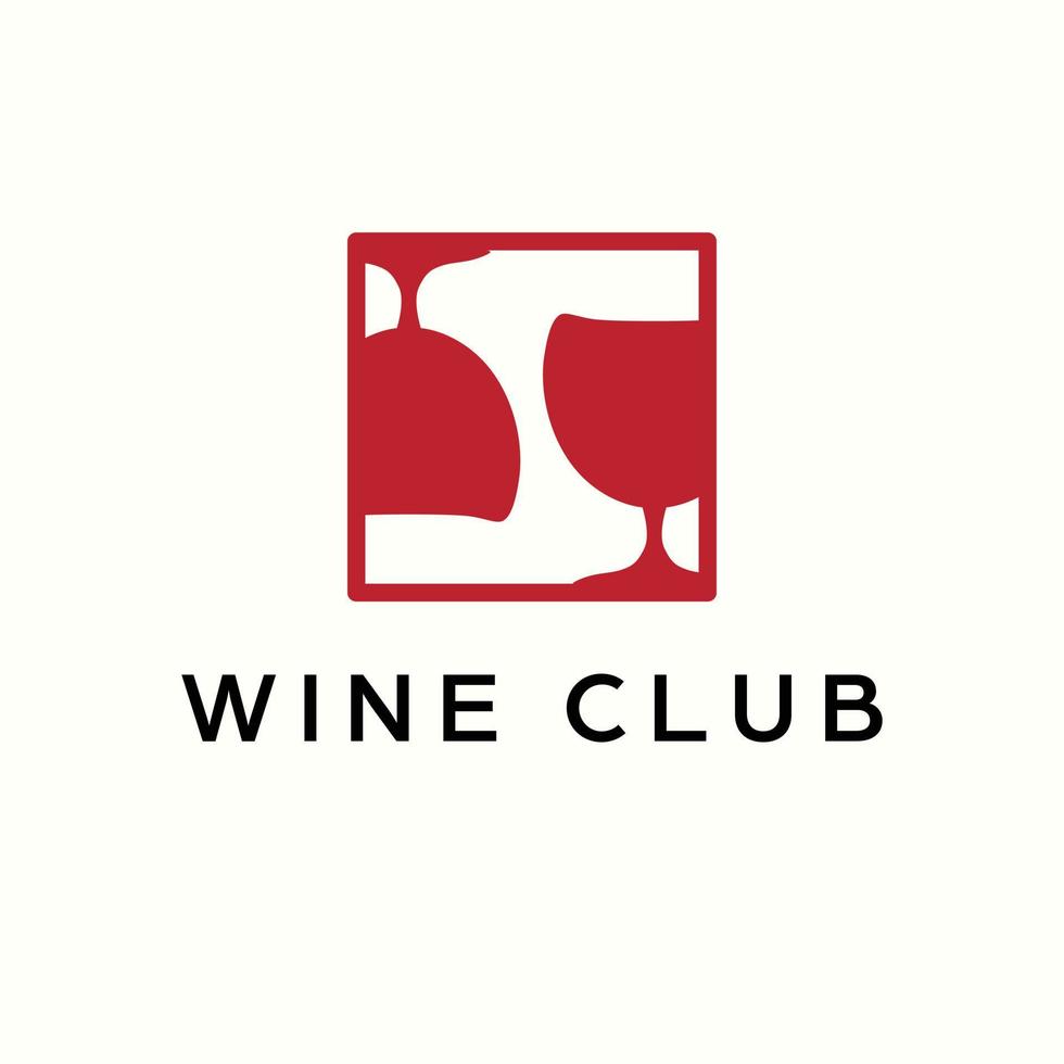 vino club logo design. rosso vino bicchiere logotipo. semplice e moderno logo. vettore