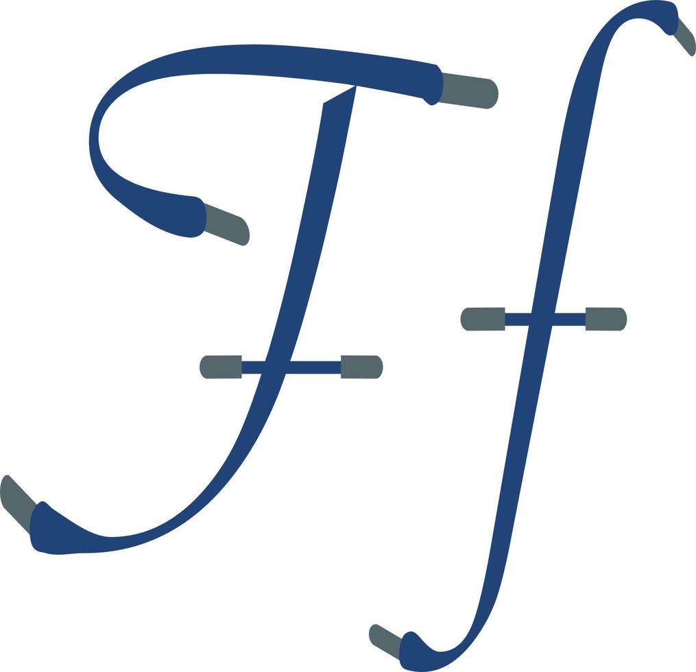 blu sport alfabeto capitale piccolo lettera f font formato di scarpa pizzo. gratuito vettore. vettore