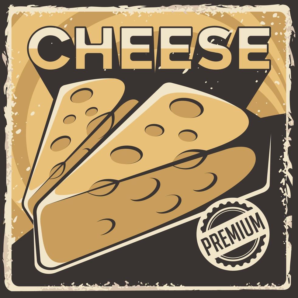 poster di segnaletica di formaggio retrò rustico classico vettoriale