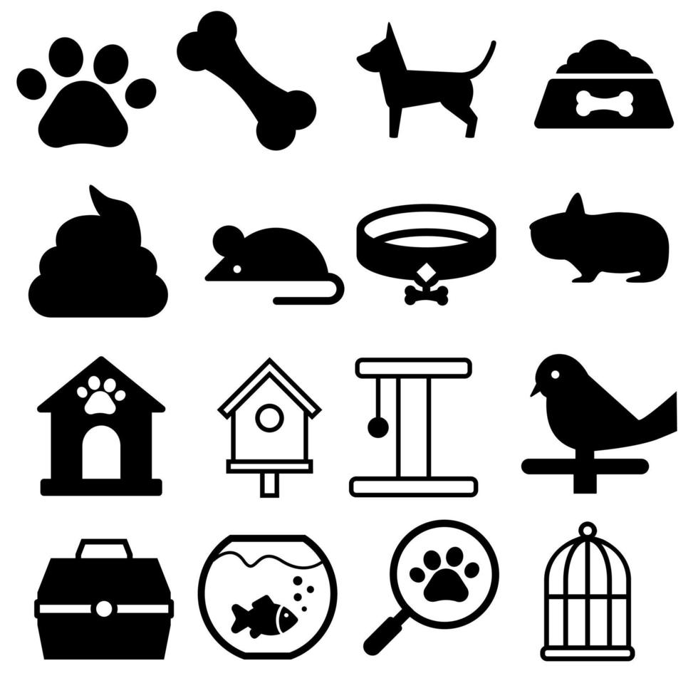 animale domestico icona vettore impostare. animali illustrazione simbolo collezione.