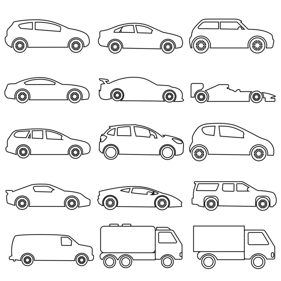 auto vettore icona impostare. automobile illustrazione cartello collezione. auto simbolo. veicolo logo.