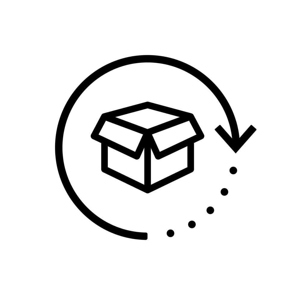 ritorno pacchetto vettore icona. consegna pacco illustrazione simbolo. carico merce scatola cartello o logo.