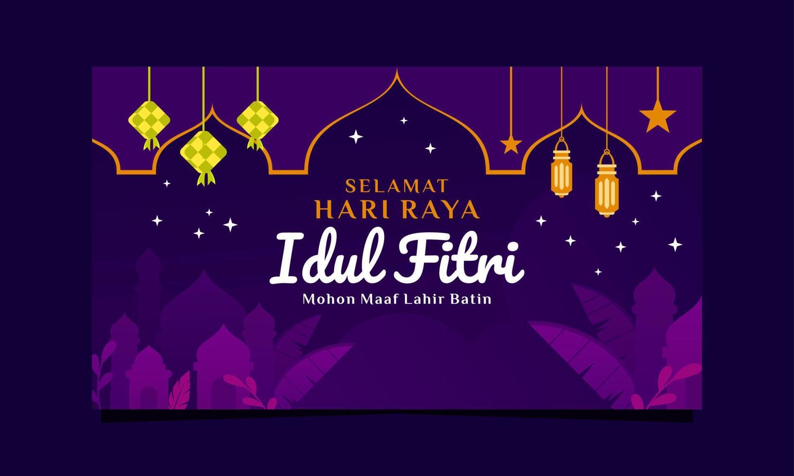 pendenza selamat hari raya idul Fitri orizzontale bandiera modello vettore