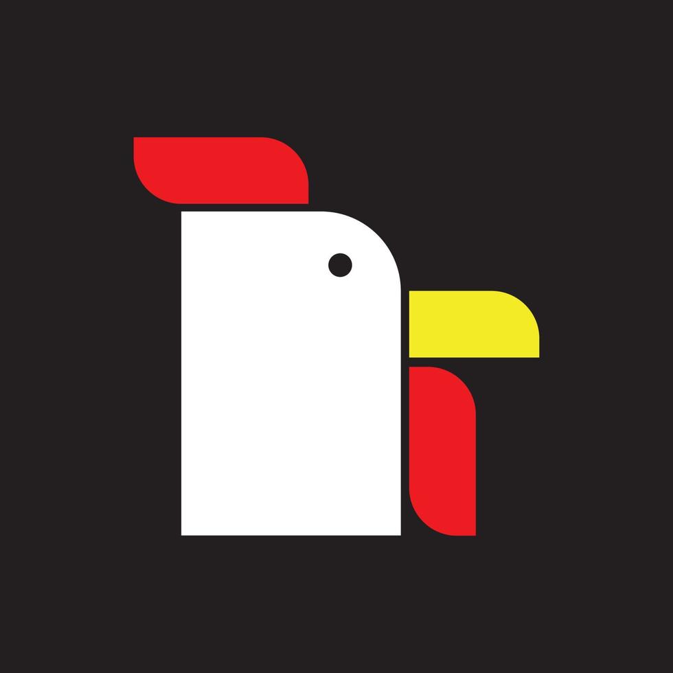 Gallo testa logo design. pollo carattere, cartello e simbolo. vettore
