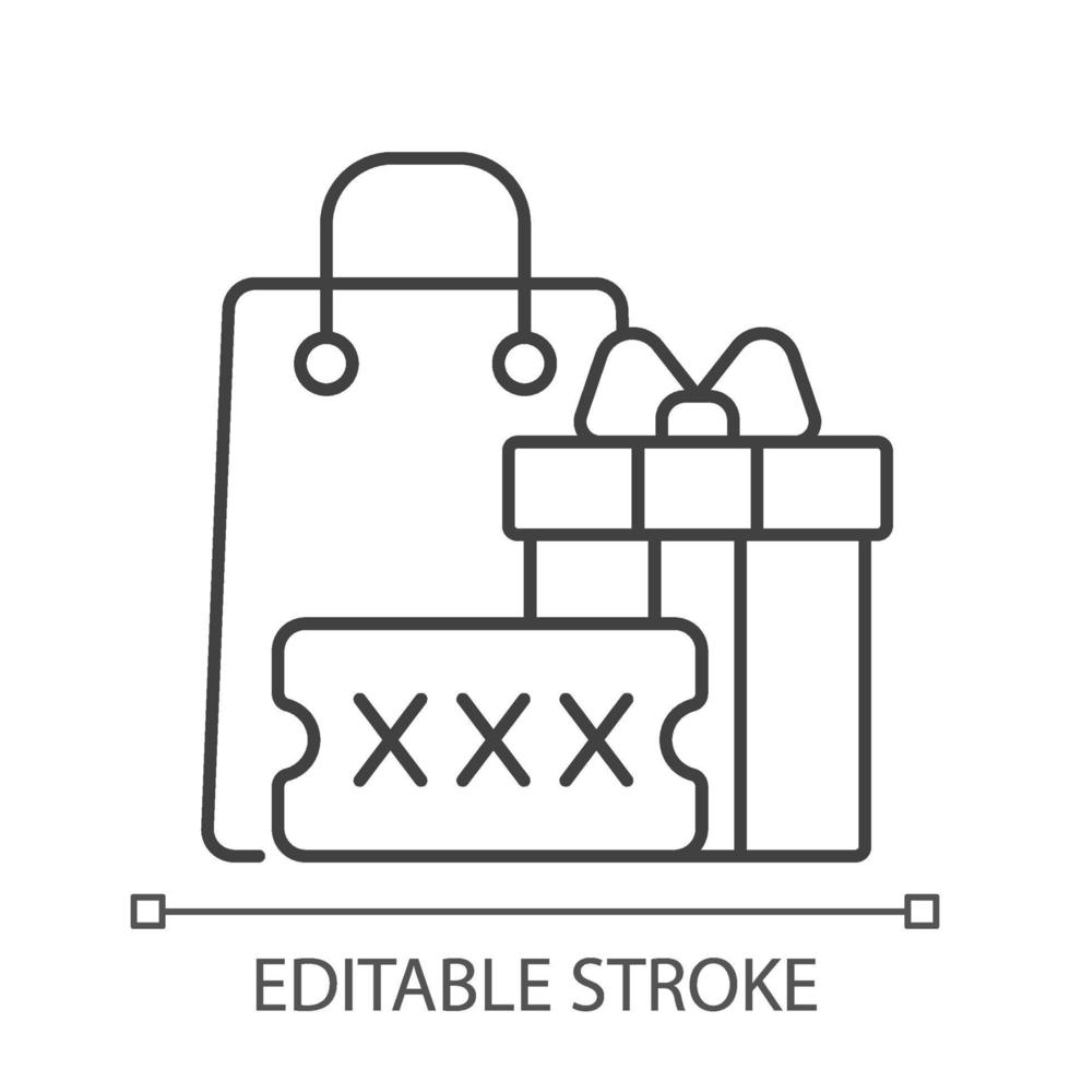 codice promozionale per acquisto bonus icona lineare nera per tema leggero vettore