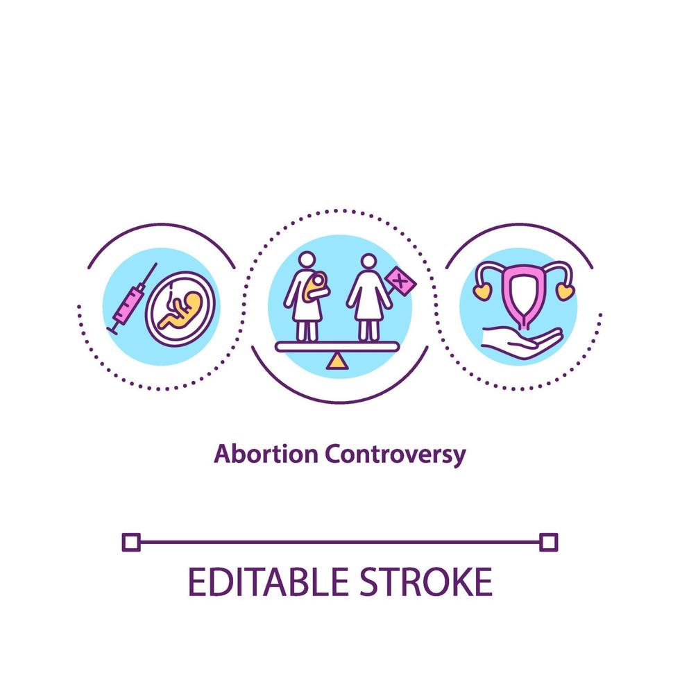 icona del concetto di controversia sull'aborto vettore
