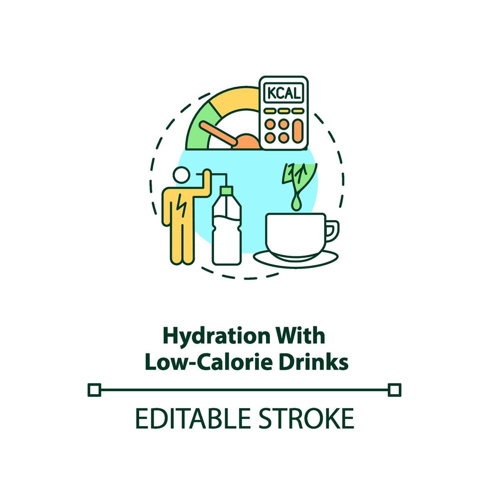 idratazione con icona del concetto di bevande a basso contenuto calorico vettore