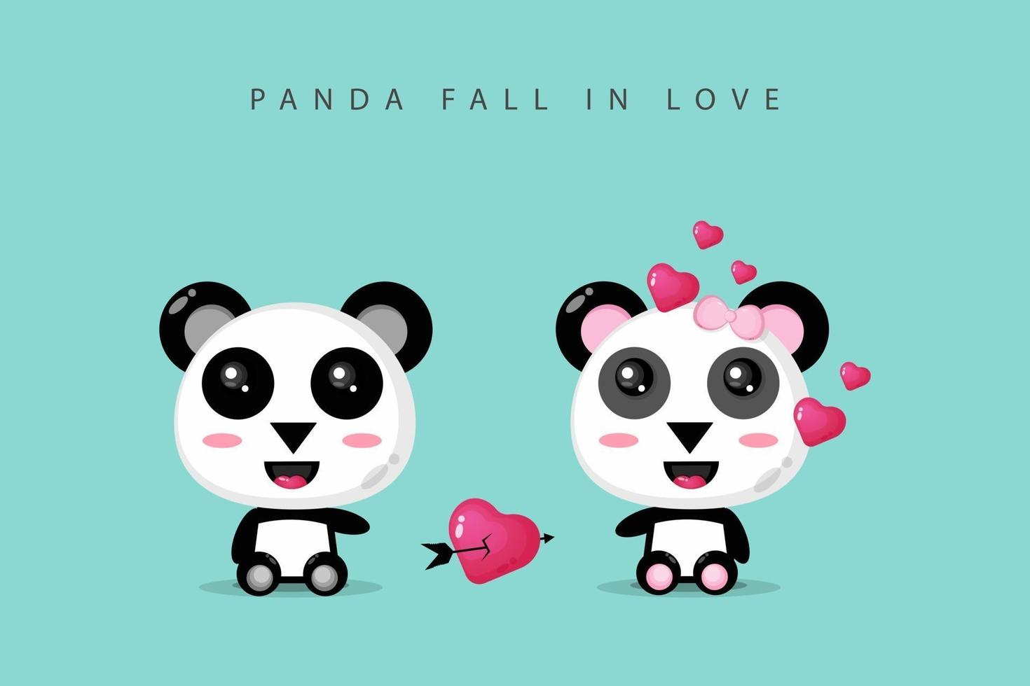 una coppia di panda carina è innamorata vettore