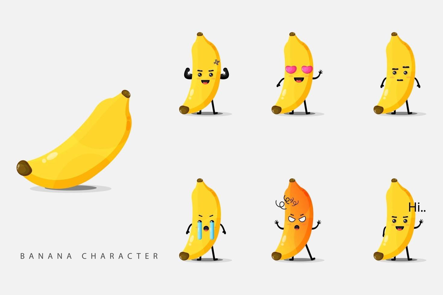 set di simpatici personaggi di banana vettore