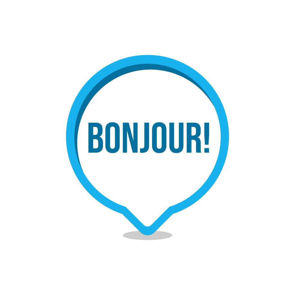 Buongiorno francese parola discorso bolla icona etichetta design vettore