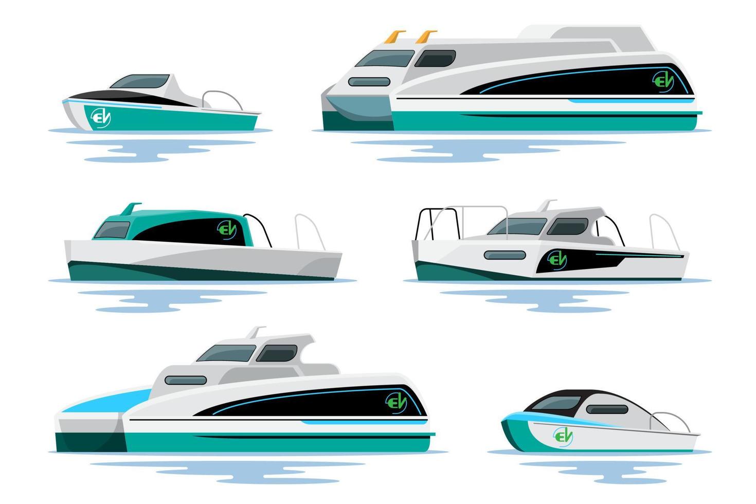 barca vettore modello su bianca sfondo. traghetto, barca, elettrico barca, trasporto nave, cartone animato stile. per infografica, commerciale, ragnatela e gioco design.