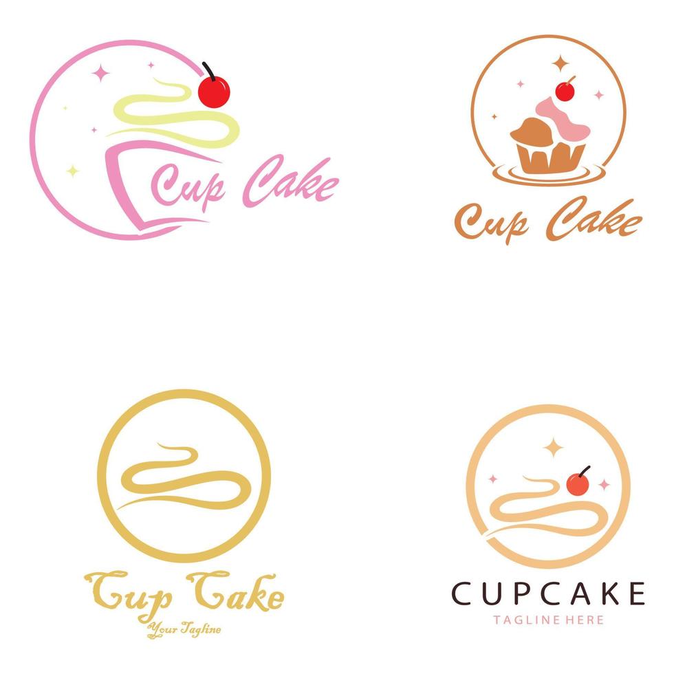 Cupcake logo design vettore illustrazione modello. Cupcake forno icona.torta negozio, pasticcere negozio ,vettore