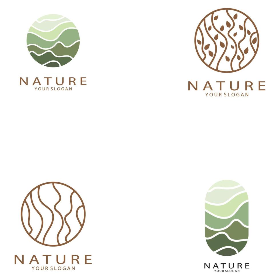 natura vettore logo. con alberi, fiumi, mari, montagne, attività commerciale emblemi, viaggio distintivi, ,ecologico Salute,