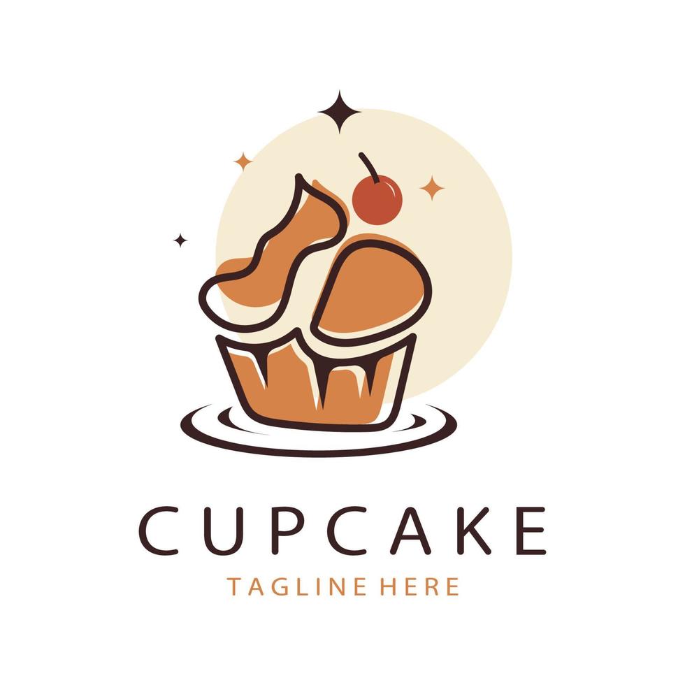 Cupcake logo design vettore illustrazione modello. Cupcake forno icona.torta negozio, pasticcere negozio ,vettore