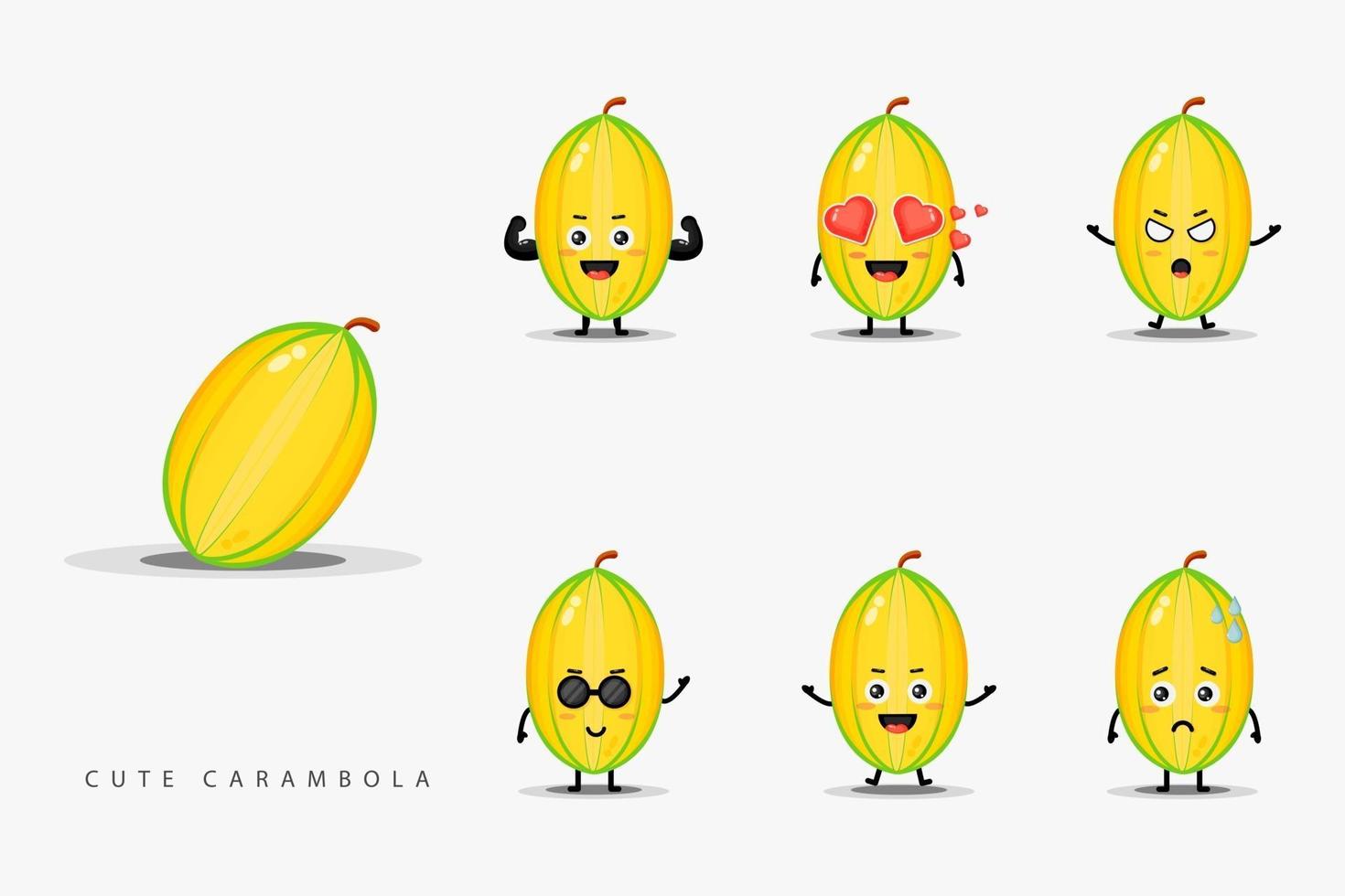 simpatico set di design del personaggio di carambole o frutti di stelle vettore