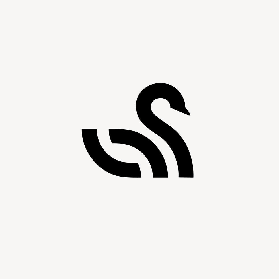 cigno minimalista linea logo design vettore