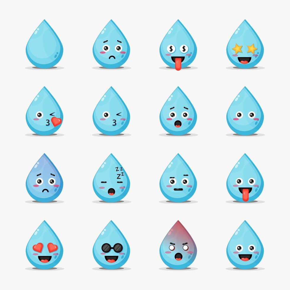acqua carina con set di emoticon vettore