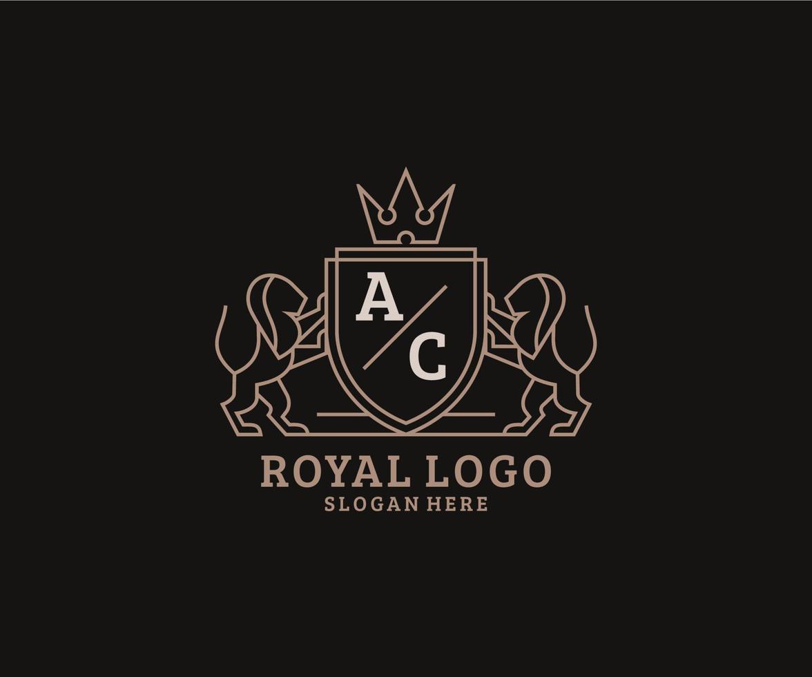 iniziale AC lettera Leone reale lusso logo modello nel vettore arte per ristorante, regalità, boutique, bar, Hotel, araldico, gioielleria, moda e altro vettore illustrazione.