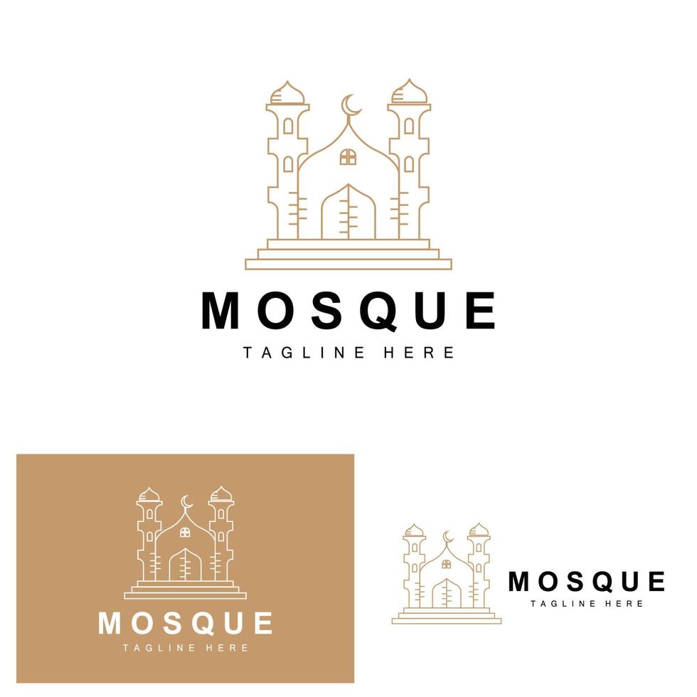 moschea logo, islamico culto disegno, eid al Fitr moschea edificio vettore icona modello, Ramadan, eid al adha