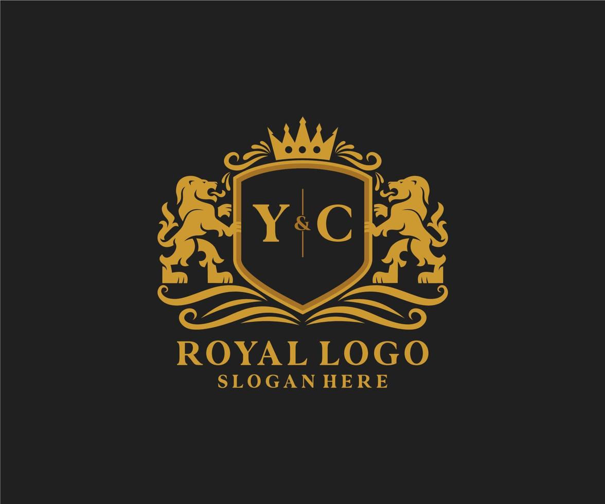 iniziale yc lettera Leone reale lusso logo modello nel vettore arte per ristorante, regalità, boutique, bar, Hotel, araldico, gioielleria, moda e altro vettore illustrazione.