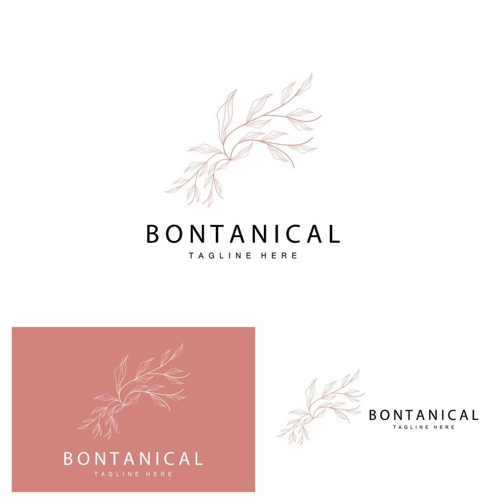 botanico logo, natura pianta disegno, fiore pianta icona vettore con linea modello