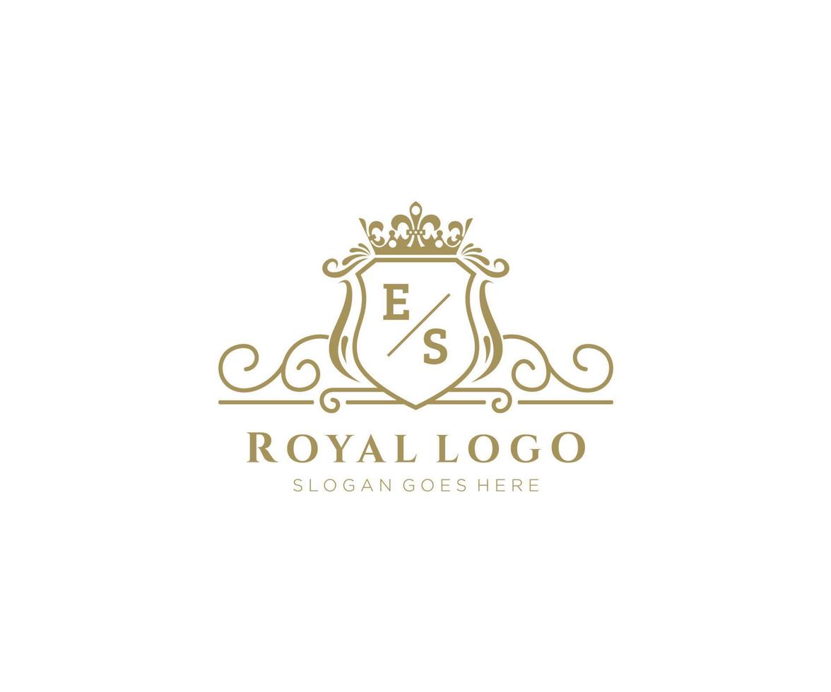 iniziale es lettera lussuoso marca logo modello, per ristorante, regalità, boutique, bar, Hotel, araldico, gioielleria, moda e altro vettore illustrazione.